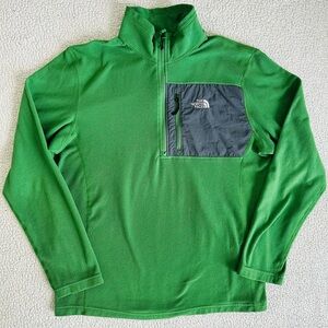 The North Face Pullover Fleece Jacket Men's L 1/4 Zip Green Gray